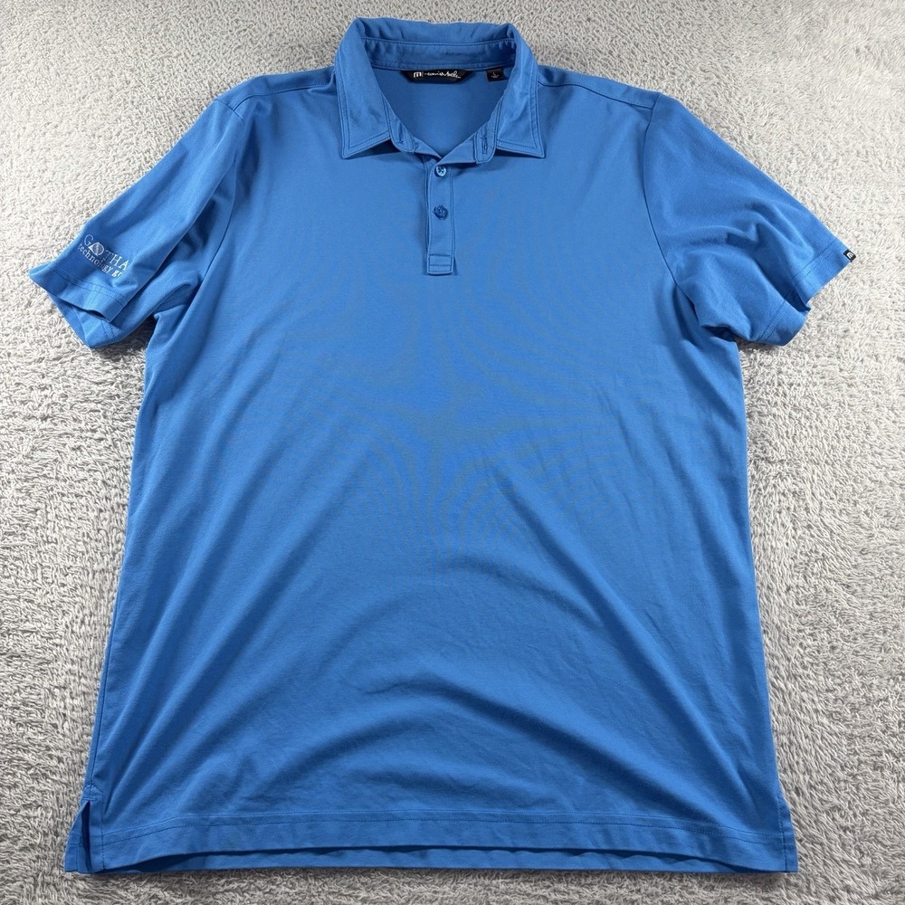 Travis Matthew Polo Shirt Mens Large Solid Blue Light Weight Golf Collar